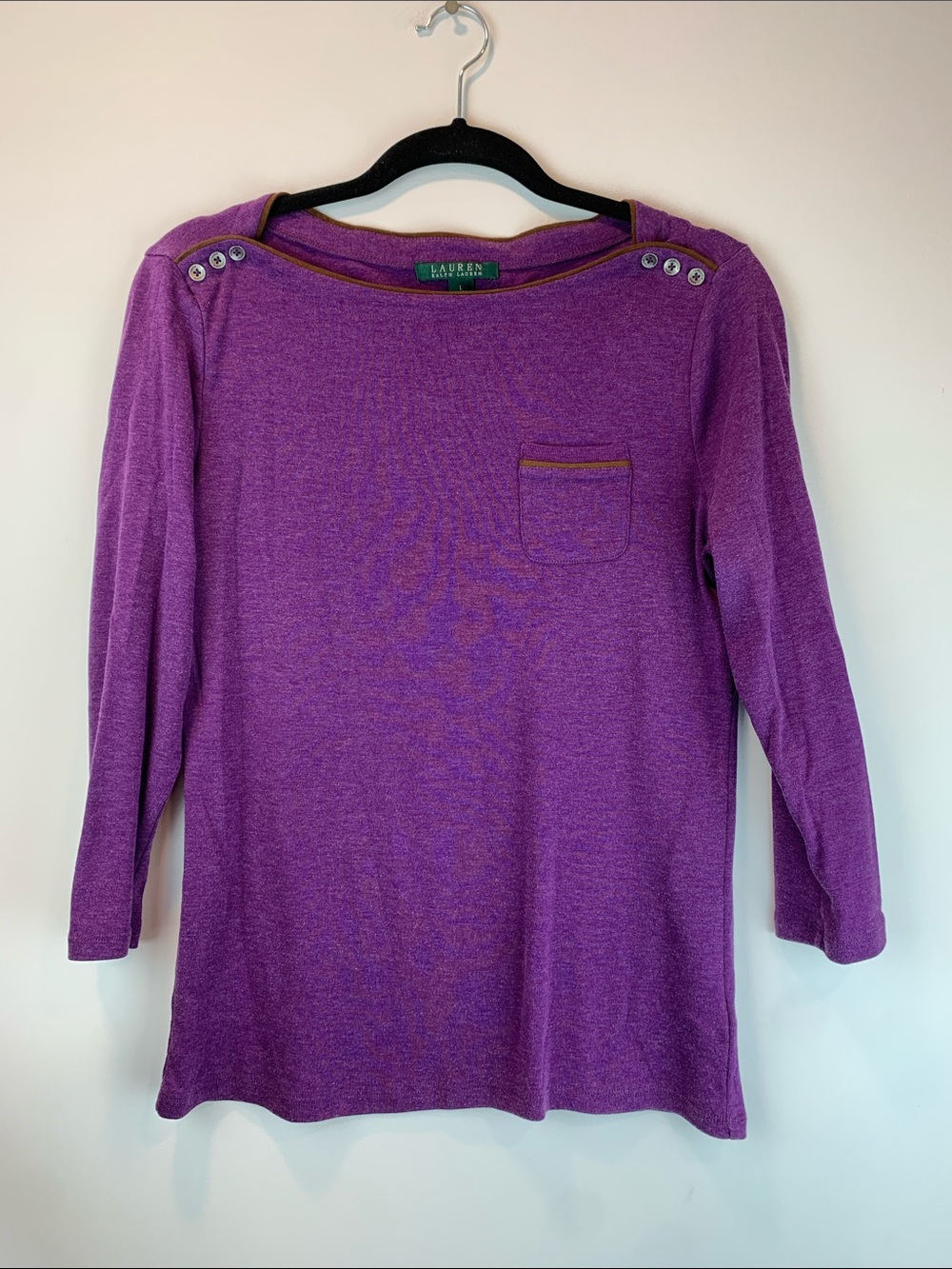 Lauren by Ralph Lauren purple 3/4 sleeve sz L office business casual workwear